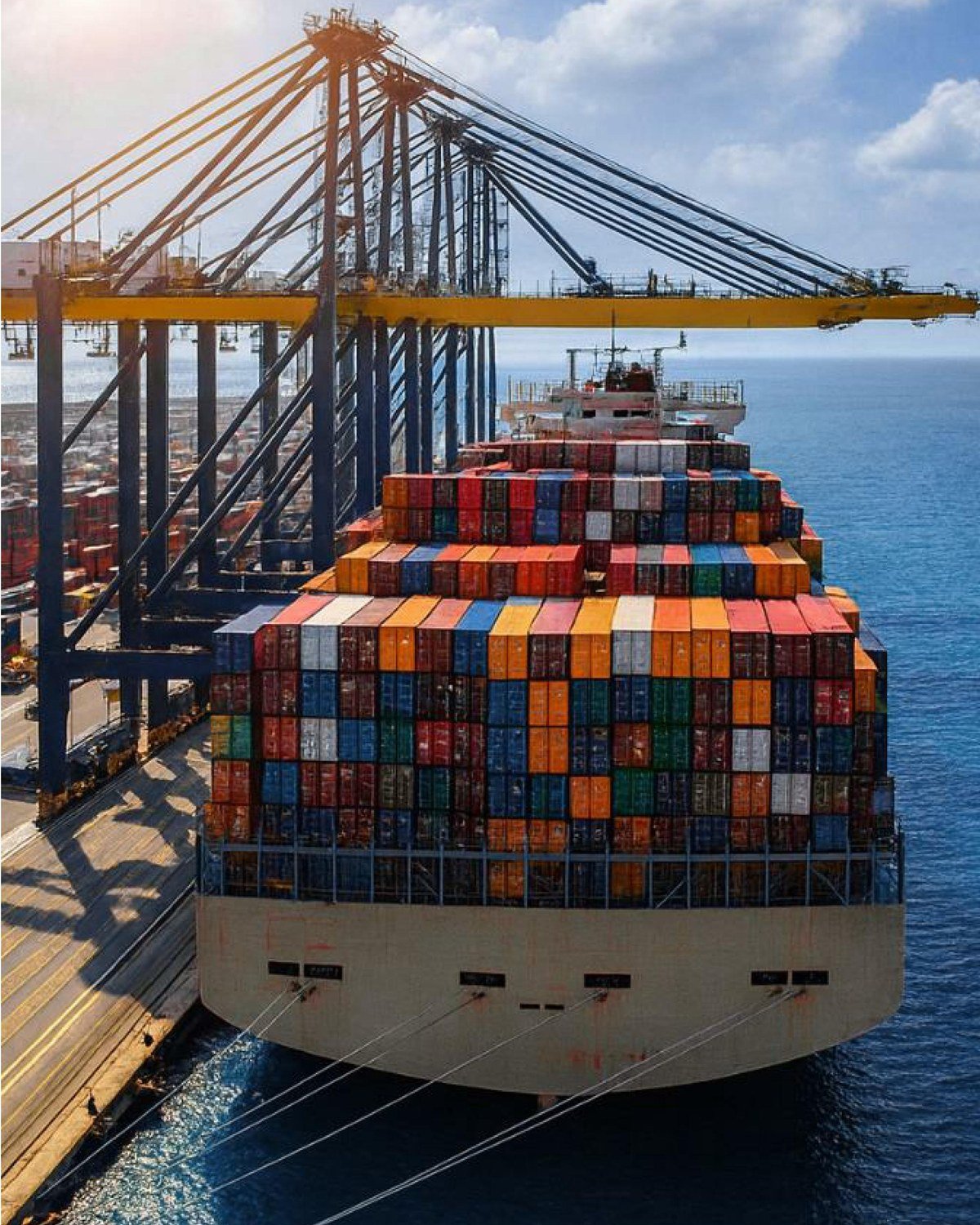 Navio de carga em operação portuária